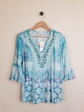 Vintage America V-Neck Boho Top Size Small NWT